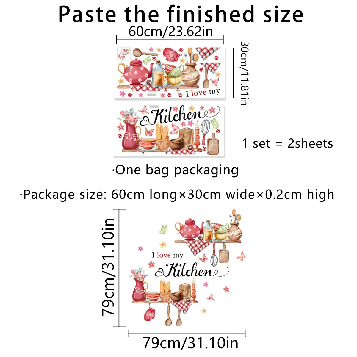 ملصقات حائط قابلة للإزالة ومقاومة للماء وملصقات حائط مصنوعة يدويًا من مادة البولي فينيل كلوريد لتزيين غرفة الطعام وديكور المطبخ