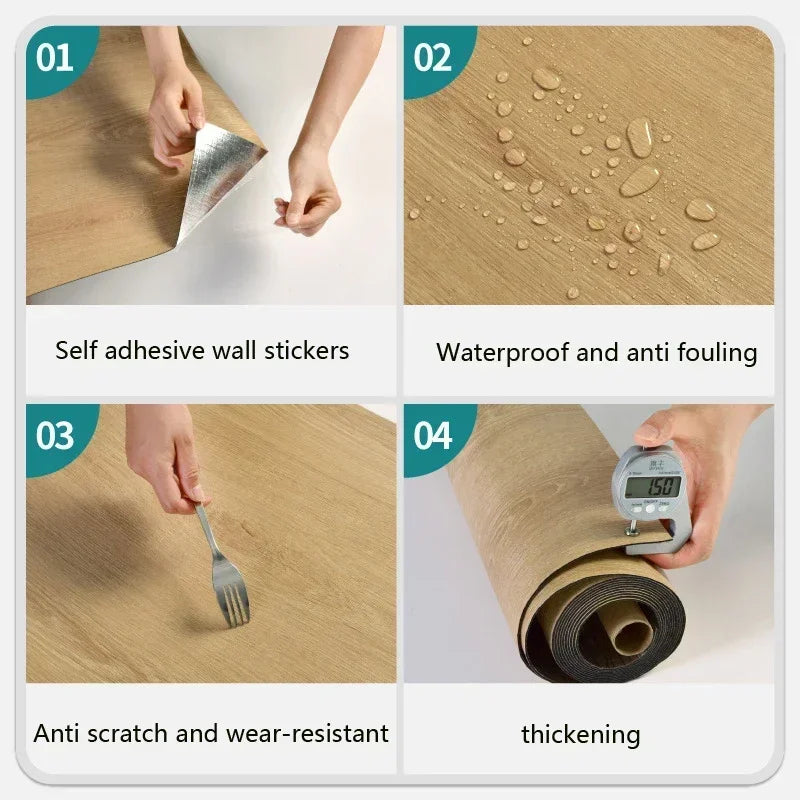 ورق حائط ثلاثي الأبعاد بنقشة الخشب، ملصق حائط ذاتي اللصق، مقاوم للماء، لغرفة المعيشة، المطبخ، المرحاض، ديكور المنزل، ملصق أرضي