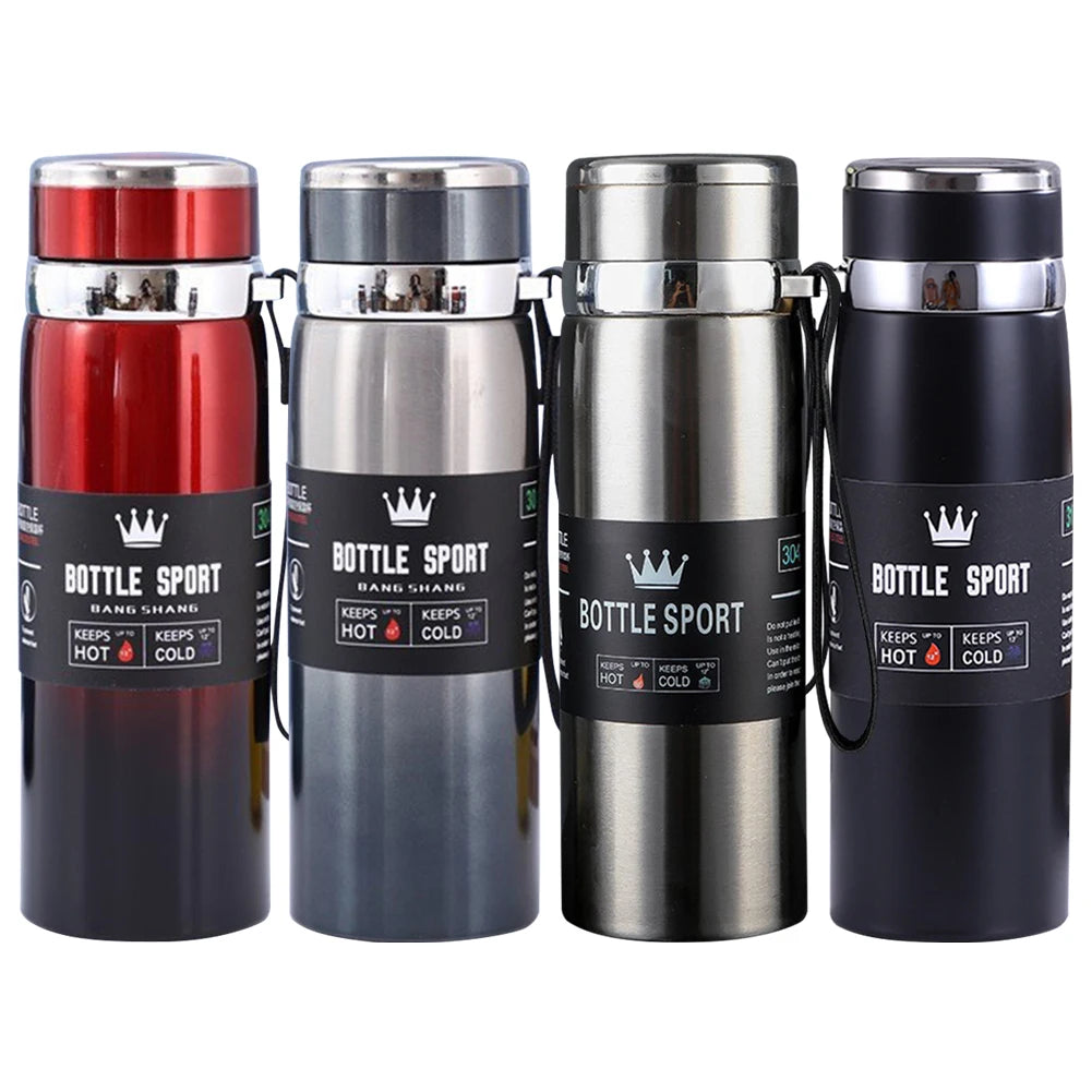 زجاجة مياه حرارية سعة 1 لتر للحفاظ على الماء البارد والساخن، ترمس للماء والشاي والقهوة، قوارير مفرغة من الهواء، زجاجة ترمس من الفولاذ المقاوم للصدأ