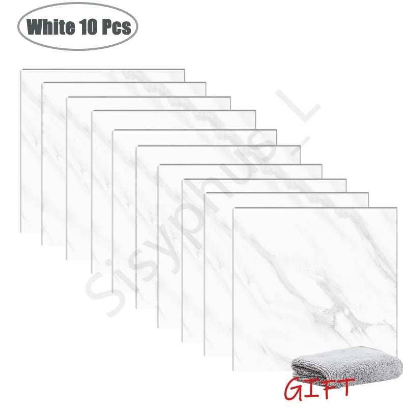 10-50 قطعة من ملصقات الحائط الرخامية المصنوعة من مادة البولي فينيل كلوريد ذاتية اللصق ملصق بلاط سميك للحمام وملصق أرضيات مقاوم للماء للمطبخ وديكور المنزل