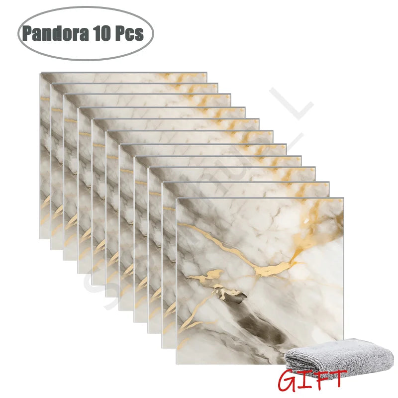 10-50 قطعة من ملصقات الحائط الرخامية المصنوعة من مادة البولي فينيل كلوريد ذاتية اللصق ملصق بلاط سميك للحمام وملصق أرضيات مقاوم للماء للمطبخ وديكور المنزل