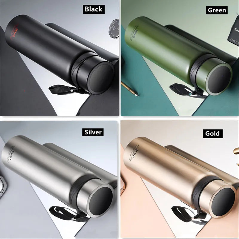 ترمس رياضي محمول بسعة كبيرة 1000 مل/1600 مل مع فلتر وكأس شاي وقهوة