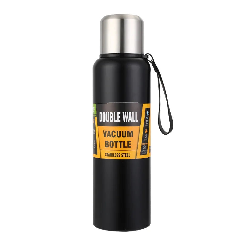 ترمس حراري من الفولاذ المقاوم للصدأ بسعة كبيرة 500/750/1000/1500 مل معزول بحبل وزجاجة حرارية محمولة مفرغة من الهواء