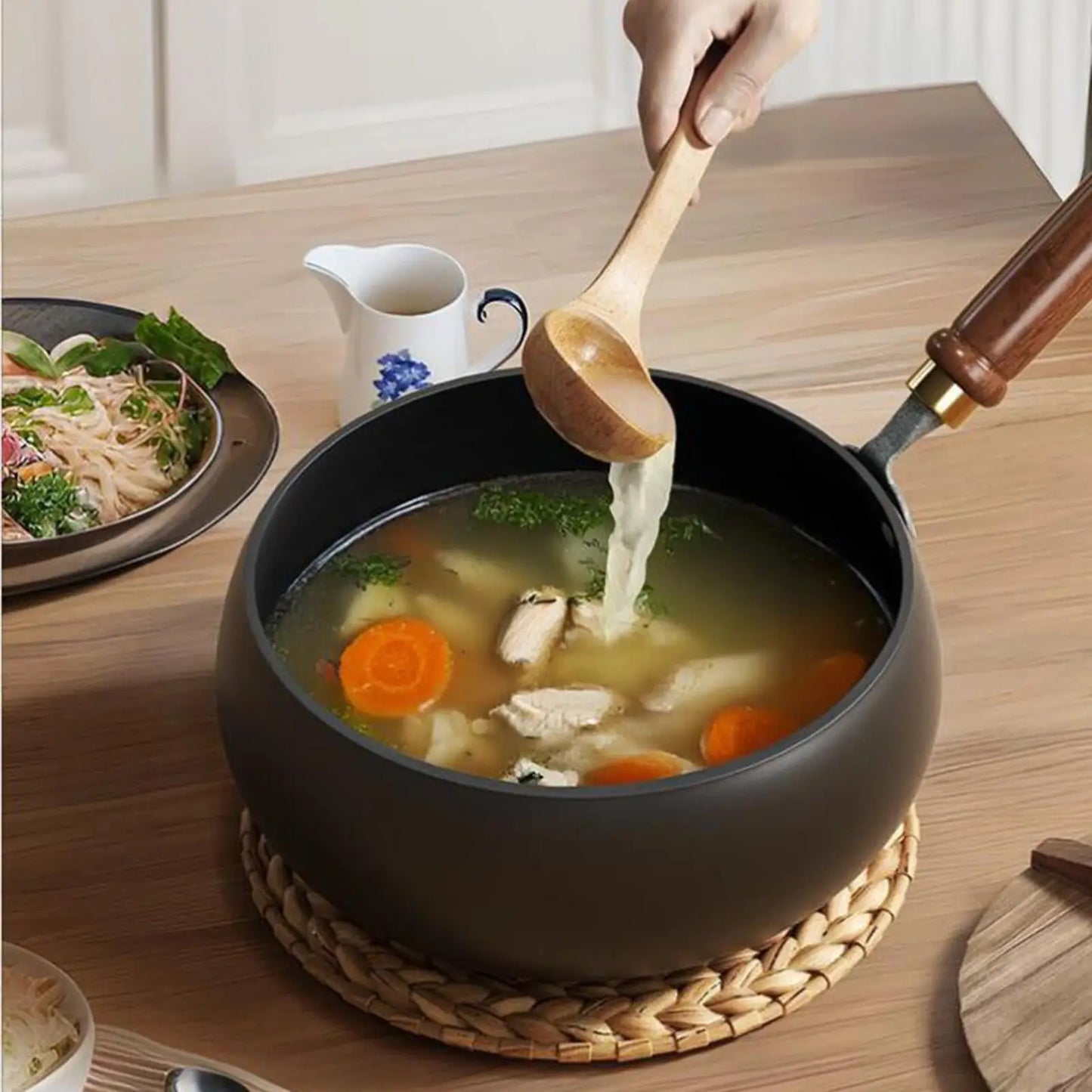 مقلاة ووك حديدية مقاس 11 بوصة، مقلاة حثية مسطحة القاع، مناسبة للمطبخ المنزلي والفندق والمطعم