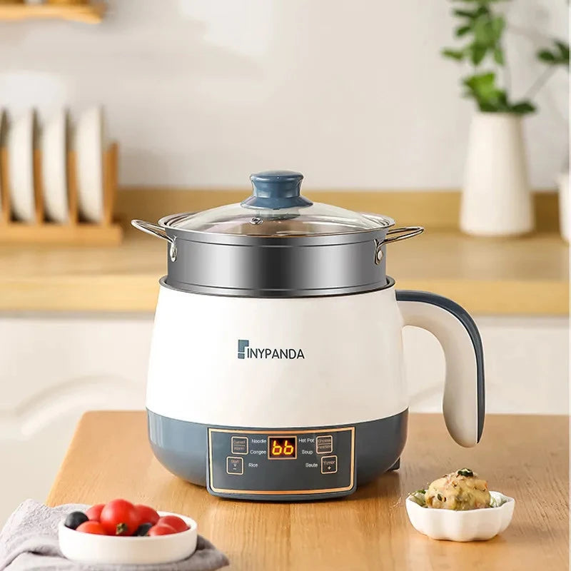 طباخات أرز كهربائية صغيرة محمولة متعددة الوظائف، تتسع لـ 1-2 شخص، وعاء طهي مسطح ذكي، قدر بخاري، وعاء رامين 220 فولت