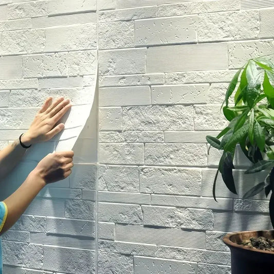 5-15 قطعة 35 سم × 35 سم ملصق حائط ثلاثي الأبعاد ذاتي اللصق بلون واحد مقاوم للماء DIY غرفة المعيشة خلفية نمط الطوب ديكور المنزل