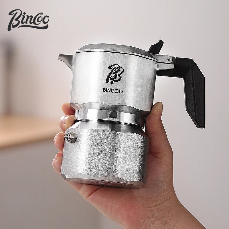 وعاء موكا بثلاث صمامات من Bincoo مصنوع من الفولاذ المقاوم للصدأ 316 وموقد كهربائي سيراميكي وقاعدة تسخين وأداة استخلاص الإسبريسو 220 فولت