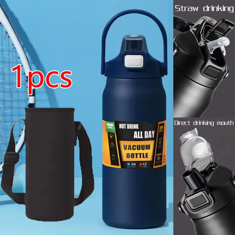 زجاجة حرارية من الفولاذ المقاوم للصدأ بسعة 2.5 لتر، ماء حراري محمول بسعة 2500 مل، كوب حراري معزول بسعة 2 لتر، 84 أونصة