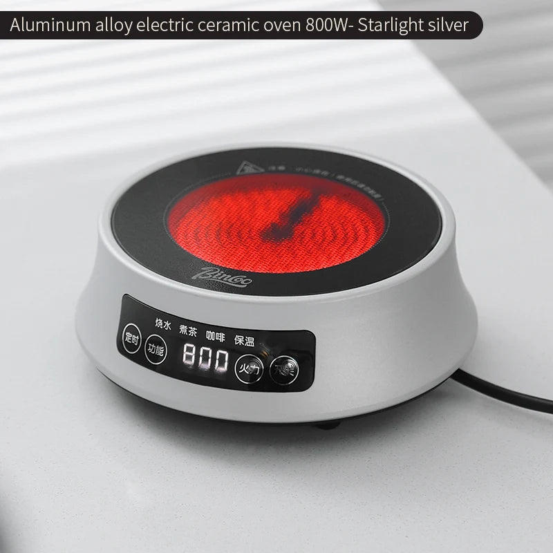 وعاء موكا بثلاث صمامات من Bincoo مصنوع من الفولاذ المقاوم للصدأ 316 وموقد كهربائي سيراميكي وقاعدة تسخين وأداة استخلاص الإسبريسو 220 فولت