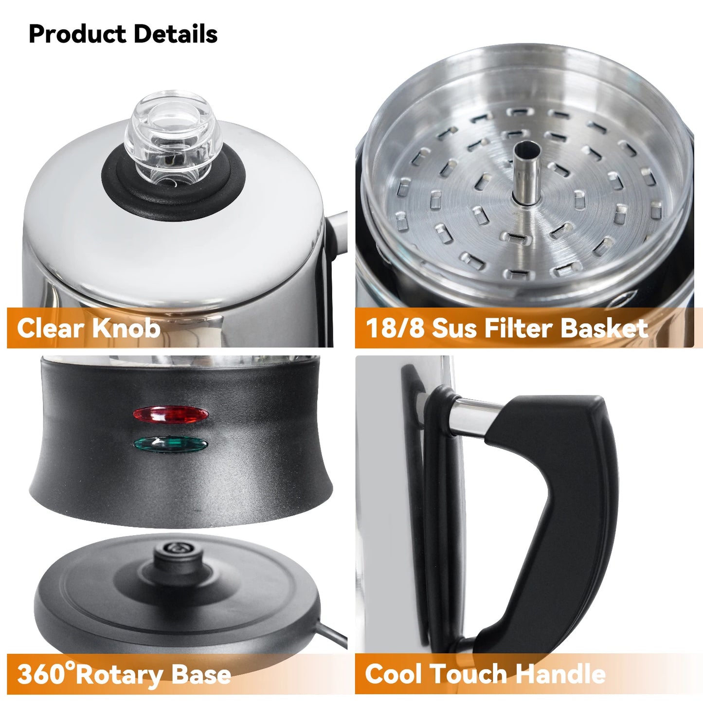 ماكينة تحضير القهوة الكهربائية من الفولاذ المقاوم للصدأ، ماكينة تحضير القهوة، 12 كوبًا، غلاية تنقيط، ماكينة إسبريسو، أدوات مطبخ منزلية