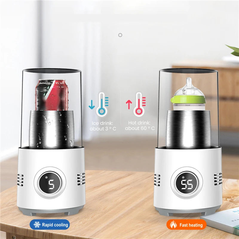 2 في 1 كوب تبريد سريع سخان كوب تبريد كهربائي علب المشروبات الغازية القهوة الحليب حامل المشروبات كوب دافئ كوب تبريد