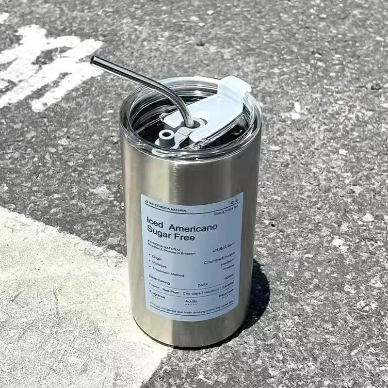 كوب حراري محمول مصنوع من الفولاذ المقاوم للصدأ 304 مع زجاجة مياه معزولة حراريًا ومانعة للتسرب مع شفاطة وأدوات شرب