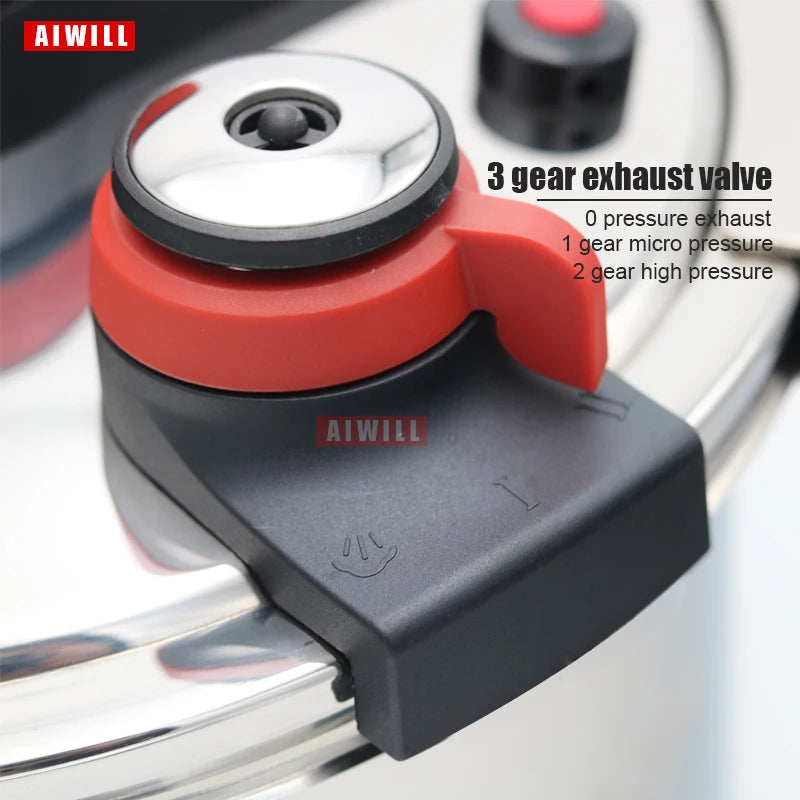 قدر ضغط AIWILL سعة 2 لتر/6 لتر/8 لتر، 3 سرعات، مصنوع من الفولاذ المقاوم للصدأ 304، متعدد الوظائف، ضغط محدود، مقاوم للانفجار، طهي سريع