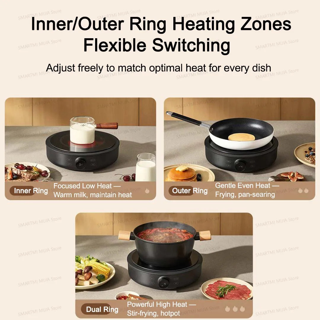 موقد سيراميك كهربائي من شاومي ميجيا، 10 مستويات طاقة مع قفل أمان للأطفال، مؤقت، طباخ حثي بقوة 2200 واط، إصدار صيني مع محول