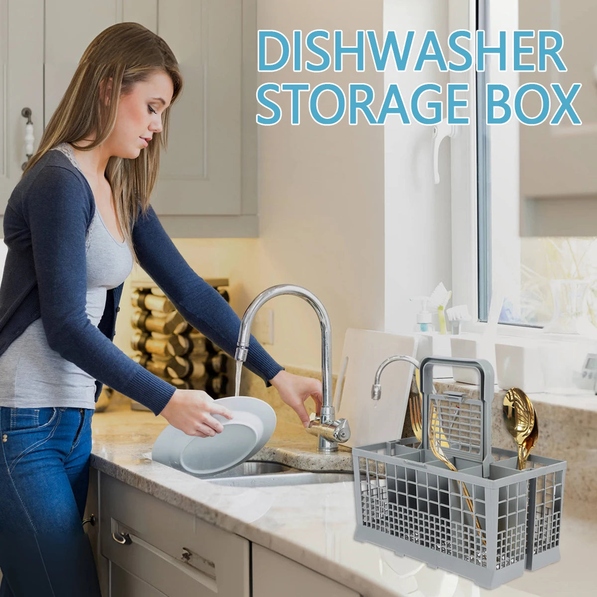 سلة غسالة الأطباق متعددة الوظائف، حامل أدوات مائدة عالمي قابل للطي، ملحق سلة غسالة الأطباق، سلة تخزين السكاكين والشوك