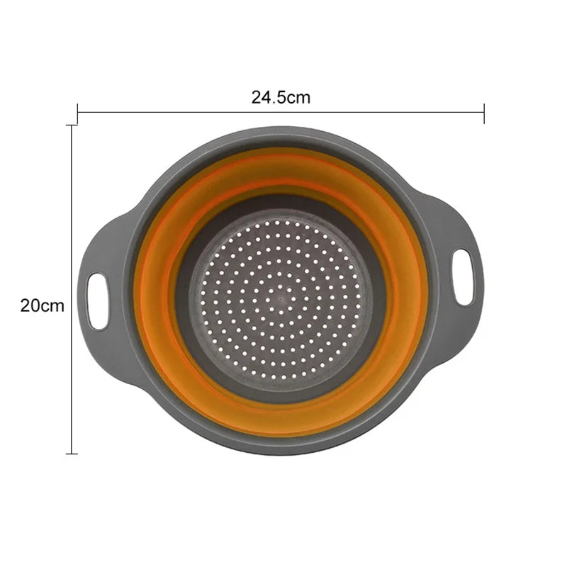 1/2 قطعة من مصفاة غسيل الخضروات والفواكه الدائرية القابلة للطي من السيليكون، مصفاة قابلة للطي، أداة مطبخ