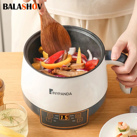 طباخات أرز كهربائية صغيرة محمولة متعددة الوظائف، تتسع لـ 1-2 شخص، وعاء طهي مسطح ذكي، قدر بخاري، وعاء رامين 220 فولت