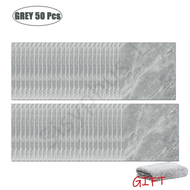10-50 قطعة من ملصقات الحائط الرخامية المصنوعة من مادة البولي فينيل كلوريد ذاتية اللصق ملصق بلاط سميك للحمام وملصق أرضيات مقاوم للماء للمطبخ وديكور المنزل